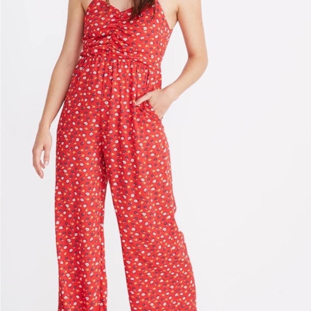 Madewell Red Floral Jumpsuit